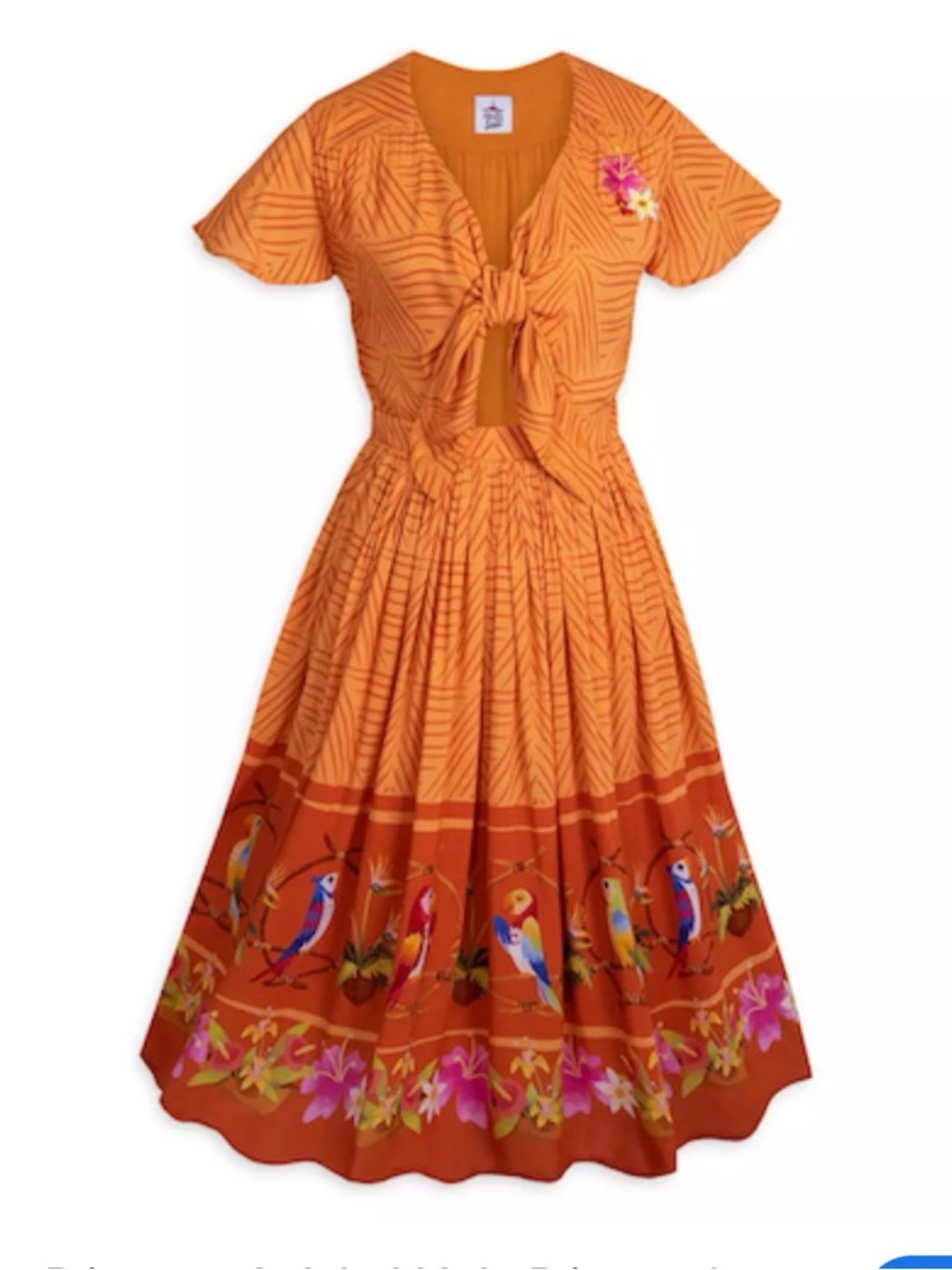 Disney Orange Tie-Front Midi Dress with Bird Border - Picture 2 of 11